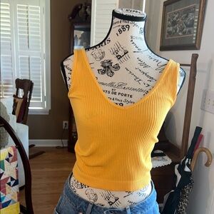 Free People Mustard Ribbed Tank Top
